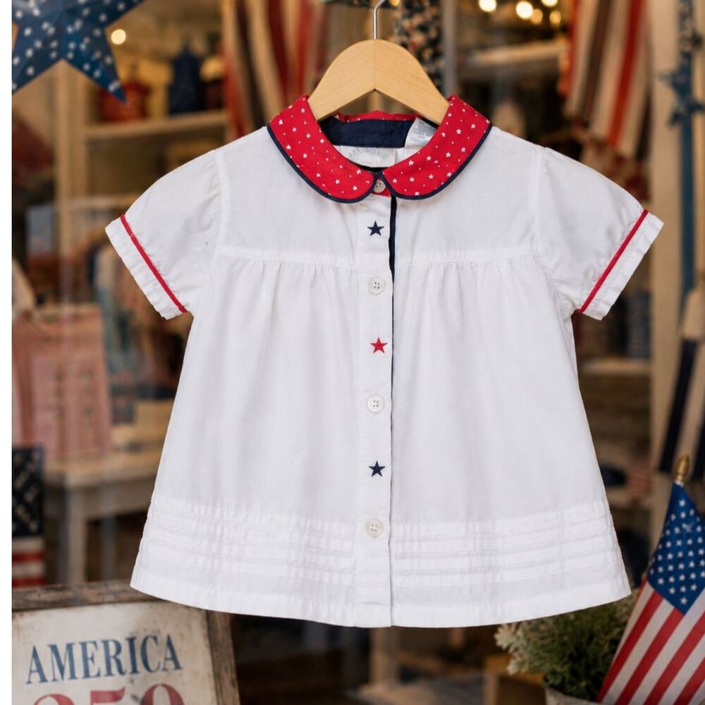 Vintage 90s Patriotic Plaid Toddler Dress 18M Americana July 4th 100% Cotton
